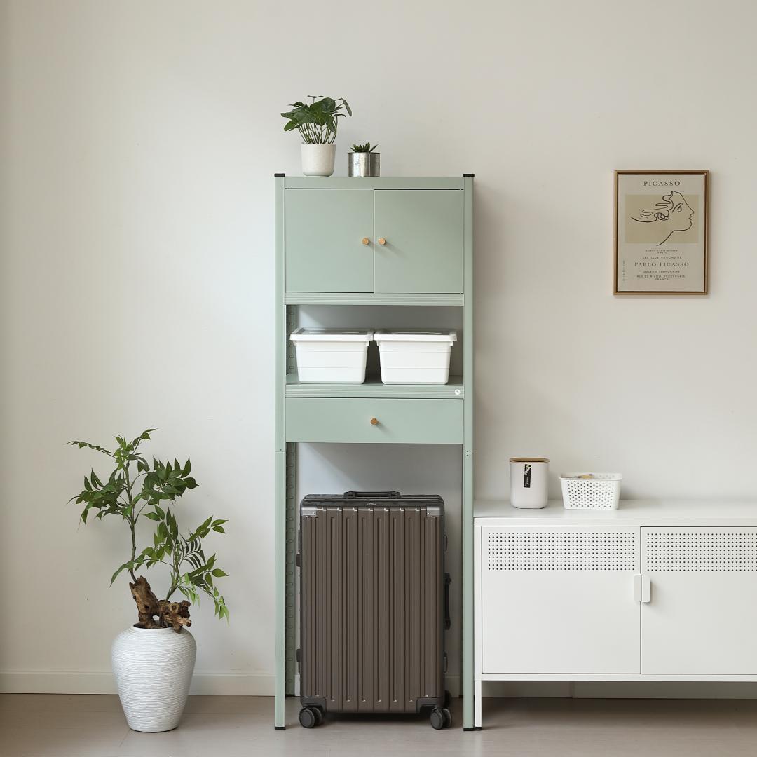 タイムセール！スチール製収納ラック【タイプC】　可動棚　大容量　GREEN