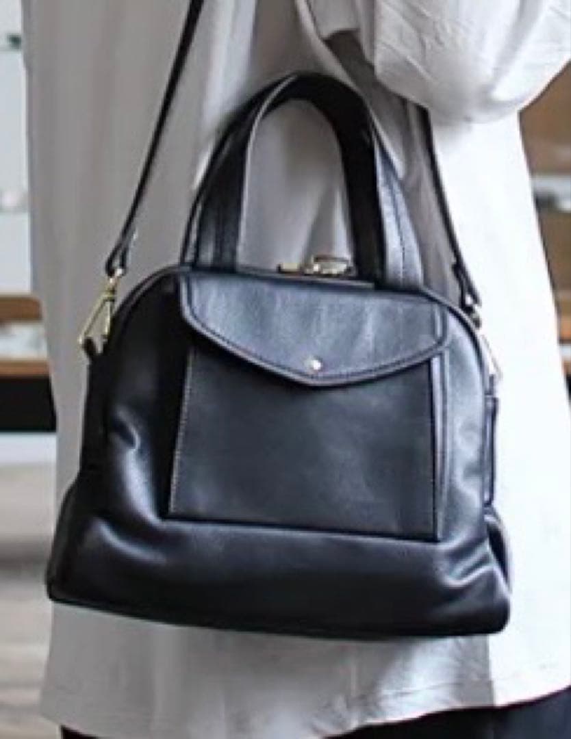 Ense（アンサ） 2way boston S レザー ミニバッグ ブラック