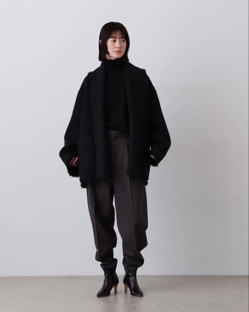 YLÈVEイレーヴ ツイードカラーショールガウンコート