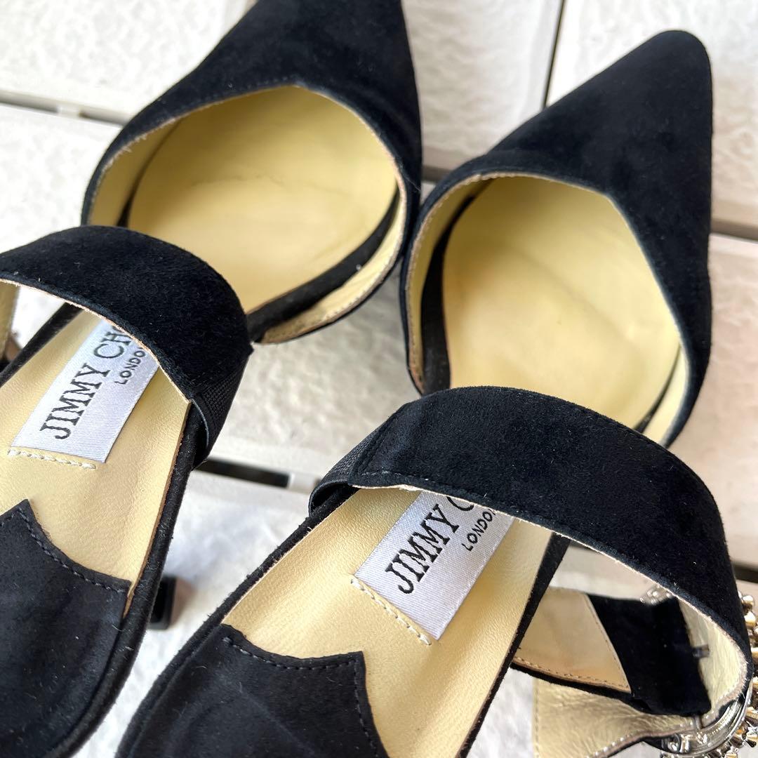 訳あり 36 ジミーチュウ　ミュール　サンダル　黒　ビジュー　23