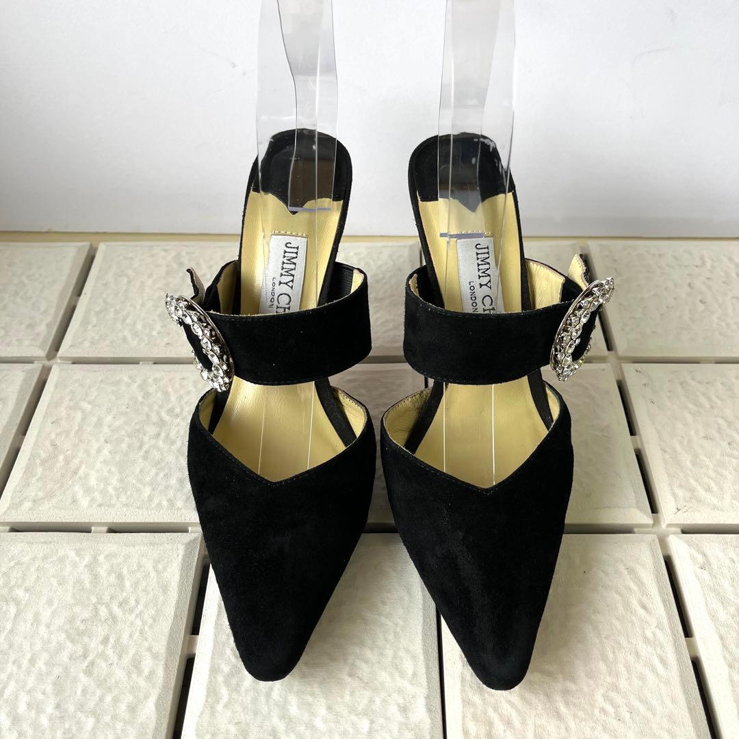 訳あり 36 ジミーチュウ　ミュール　サンダル　黒　ビジュー　23