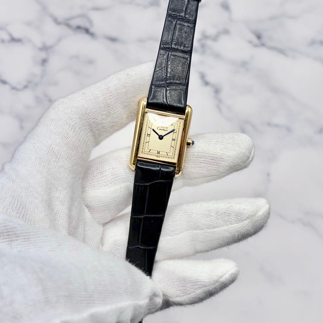 【OH済／極美】カルティエ マストタンク SM ヴェルメイユ 最高級クロコダイル