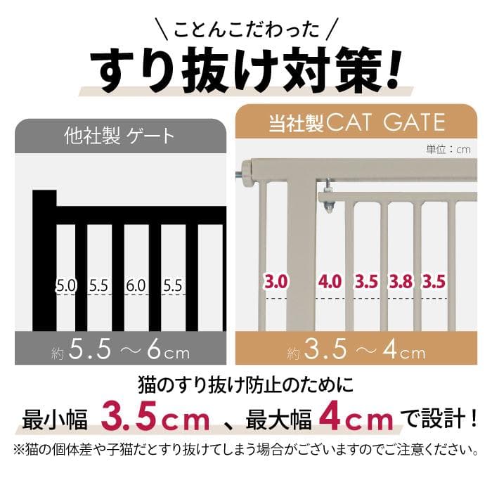 【展示品】猫　脱走防止ゲート　高さ186.5cm　突っ張り式　ライトグレー
