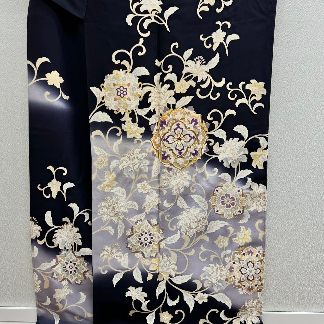 ボ*す様 裄68 正絹　袷　訪問着　アラベスク　難あり