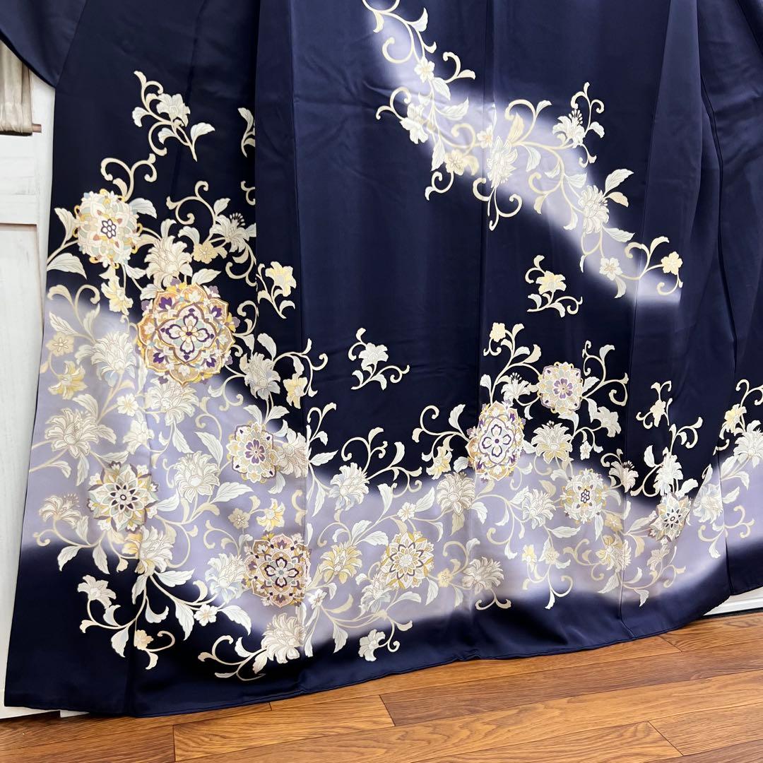 ボ*す様 裄68 正絹　袷　訪問着　アラベスク　難あり