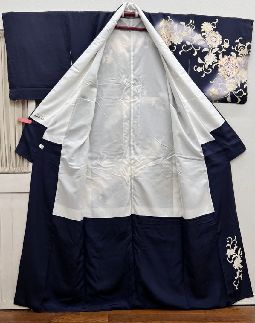 ボ*す様 裄68 正絹　袷　訪問着　アラベスク　難あり