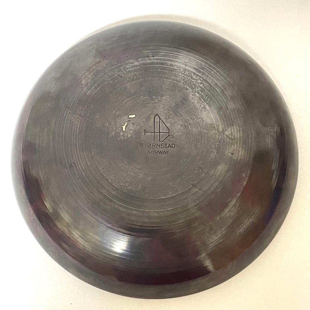 ノルウェー 銅製 エナメル絵皿　Bjornstad ビョーンスタッド