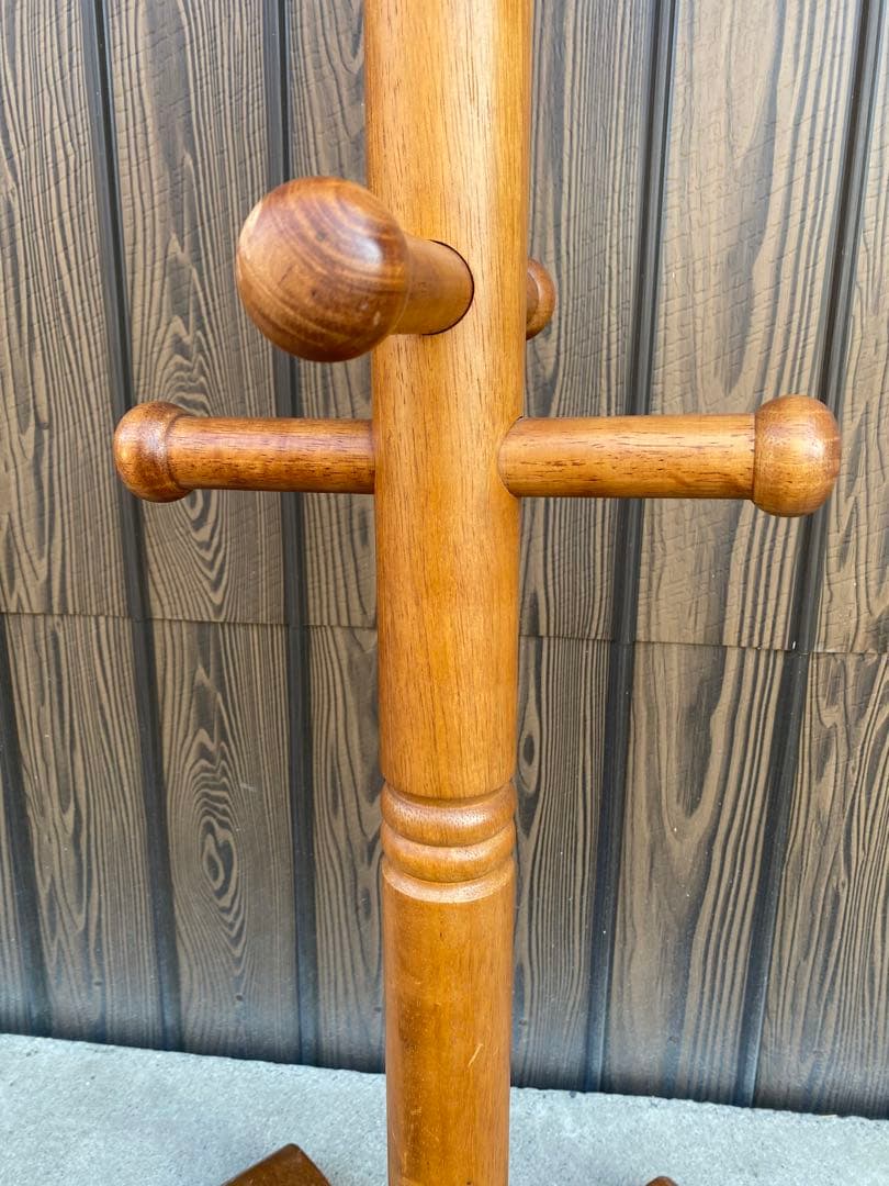 木製　ポールハンガー　アンティーク　ハンガーラック　帽子掛け