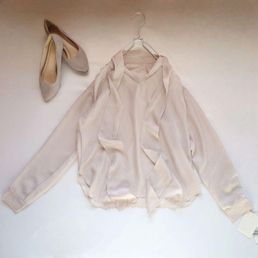 ☘️新品 ヴェルメイユパーイエナ ボウタイブラウス リボン 長袖 グレージュ F