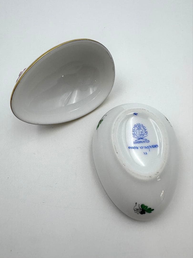 Herend ヘレンド ウィーンの薔薇　シンプルボンボン入れ　卵形　小物入れ箱付