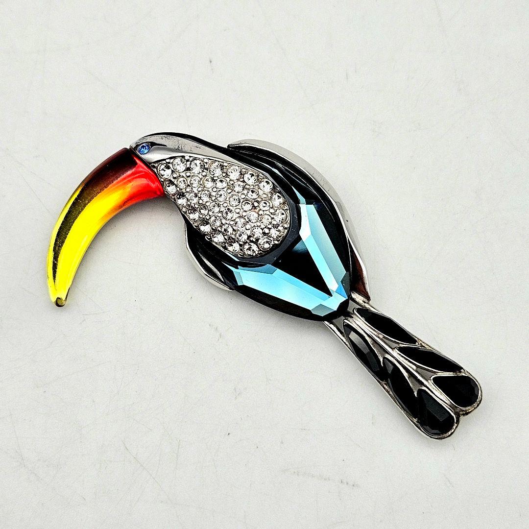 SWAROVSKI ラインストーン 鳥 SILVER ブローチ 〈202-6〉