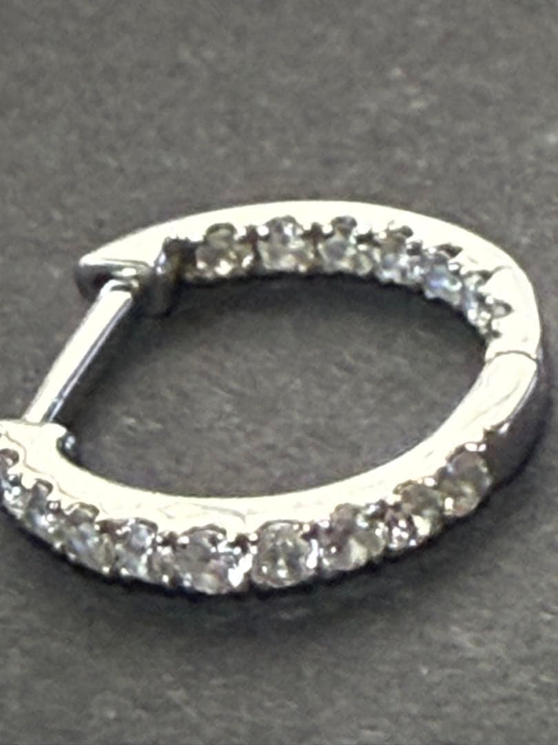 Pt950 中折ダイヤモンドフープピアス0.22ct[片耳]Gstv