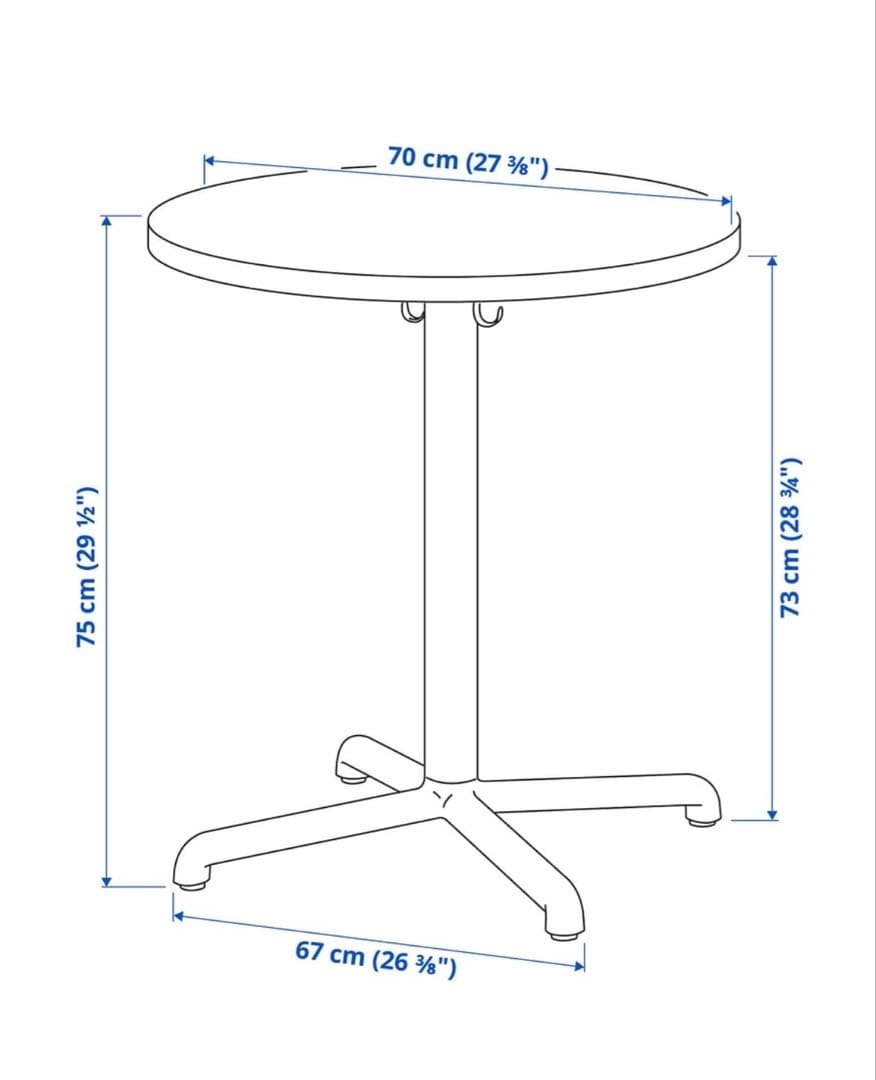 黒い円形カウンターテーブル 70cm
