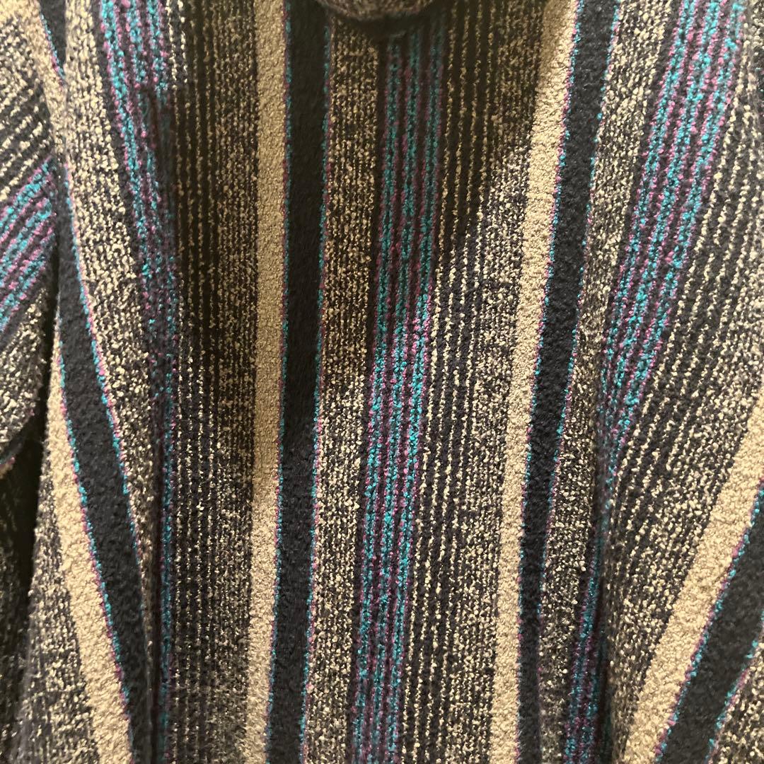 DESCENDANT ストライプ フード付きニット