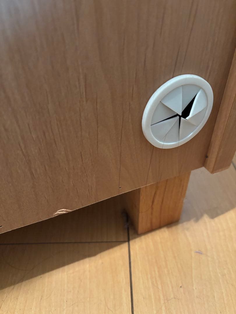 木製チェスト 3段 スライドドア ガラス窓付き