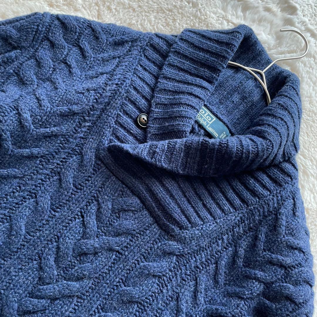 希少/超美品　ポロラルフローレン　M アンゴラ　ケーブルニット　ショール　ヘチマ