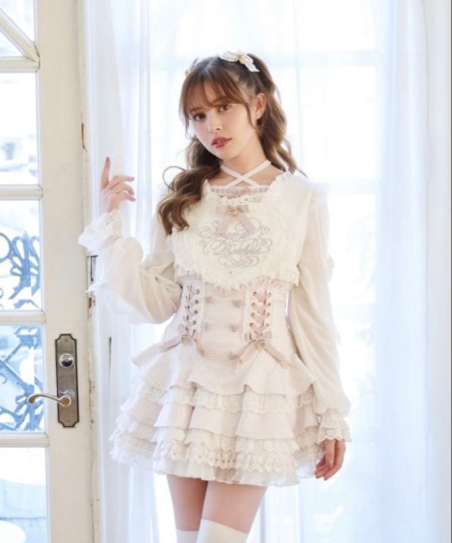 【新品未開封】フリルハートリボンスリーブトップス　LIZLISA ピンク