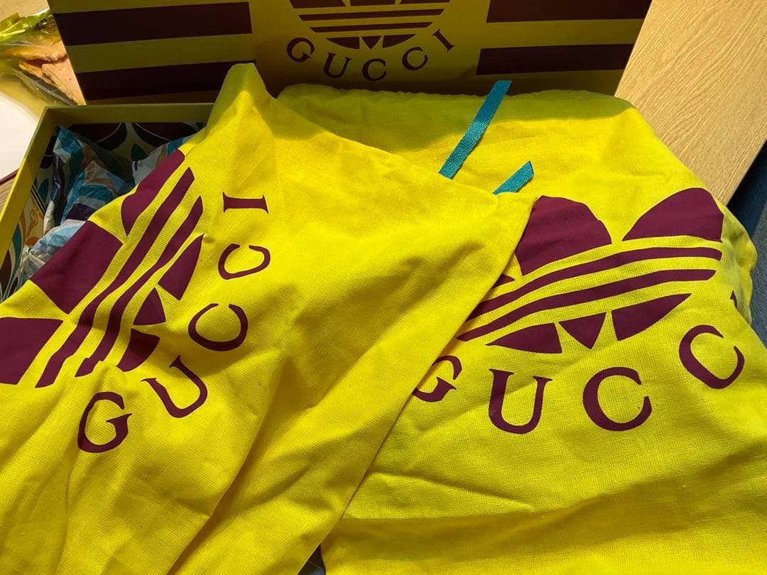 1*4様 GUCCI アディダス コラボ ブーツ ベージュ ストライプ レザー