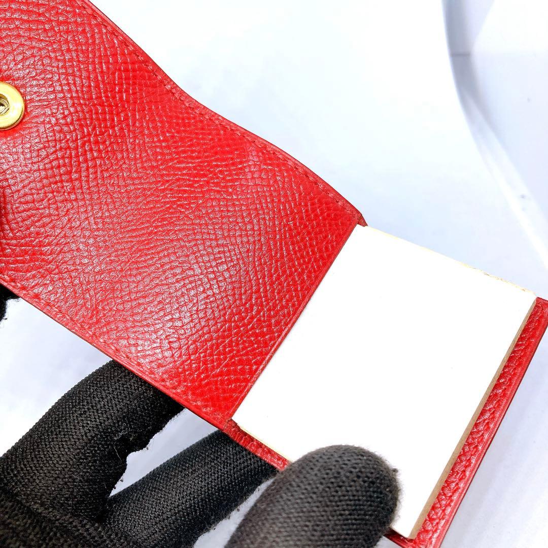 894 エルメス　ポストイットケース　エプソン　革　メモ帳　赤