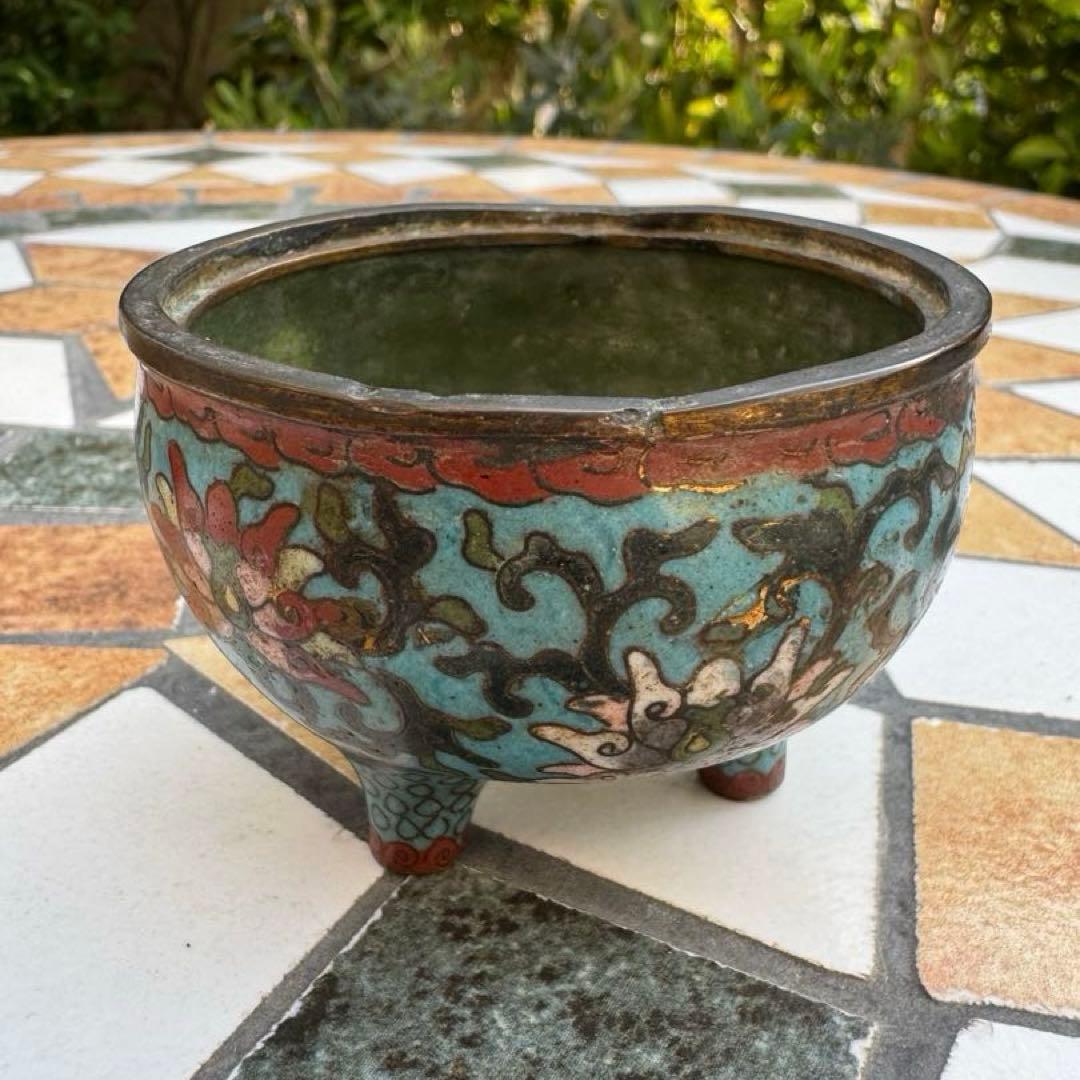 中国美術　景泰藍　七宝　香炉　唐物　骨董　共箱