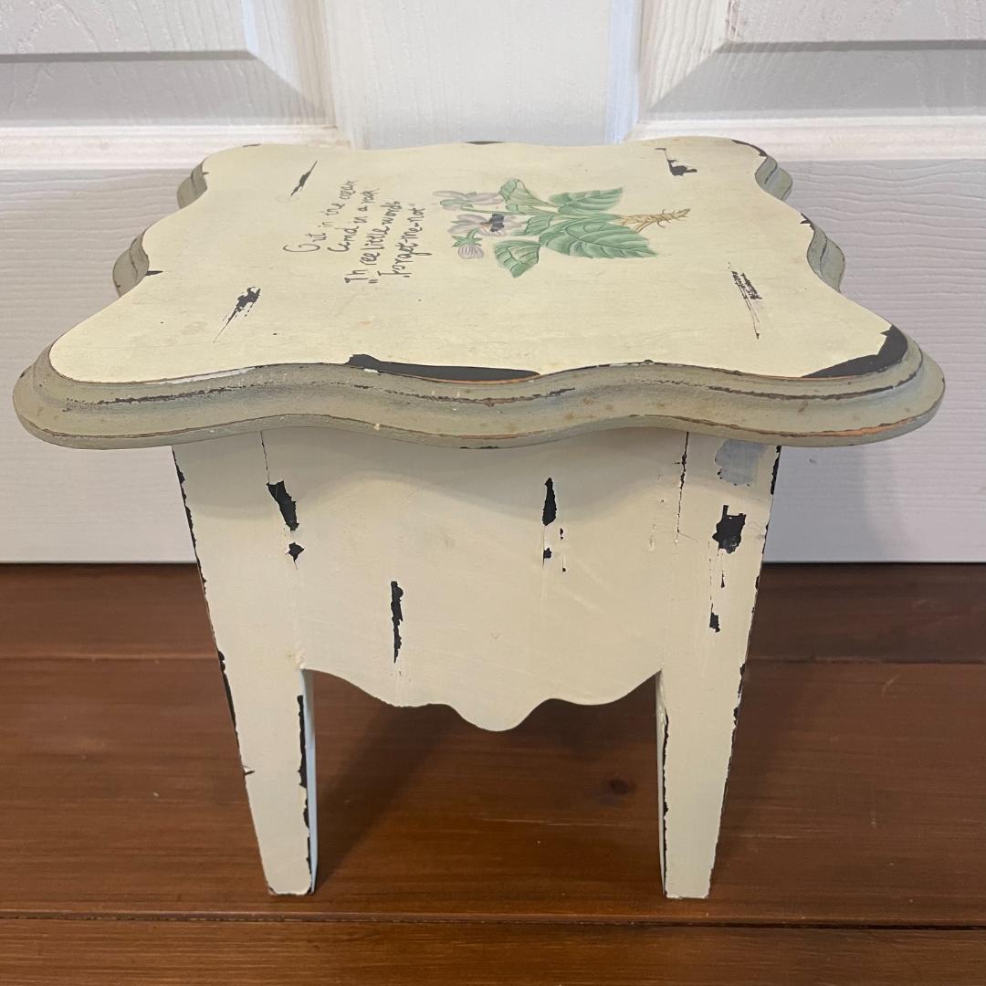 イギリスアンティーク 忘れな草 引き出し付小型テーブル 台