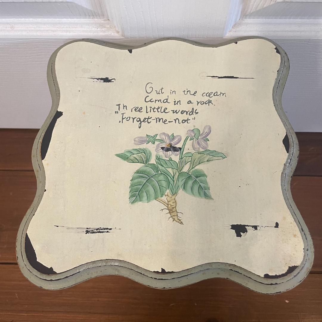 イギリスアンティーク 忘れな草 引き出し付小型テーブル 台