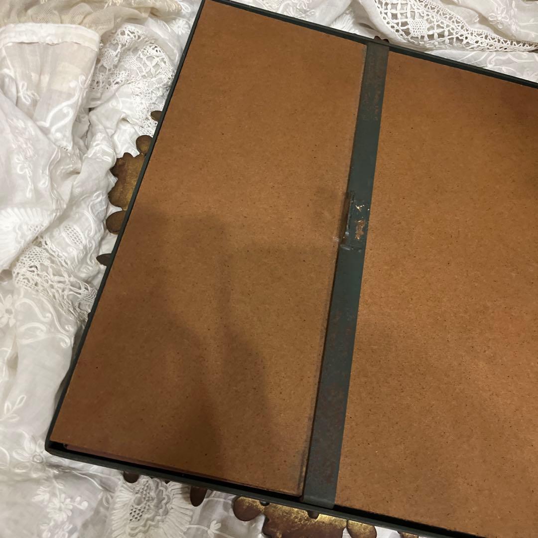 イギリス　ヴィンテージ　アイアンミラー　グリーン