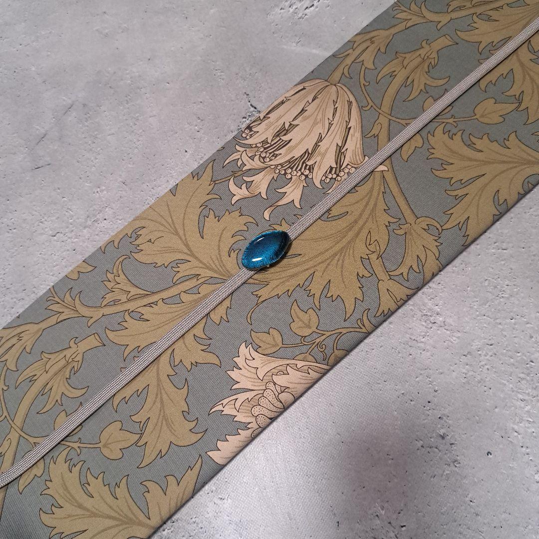 開き名古屋帯　ウィリアムモリス　いちご泥棒　エメラルド×アネモネ　　リバーシブル