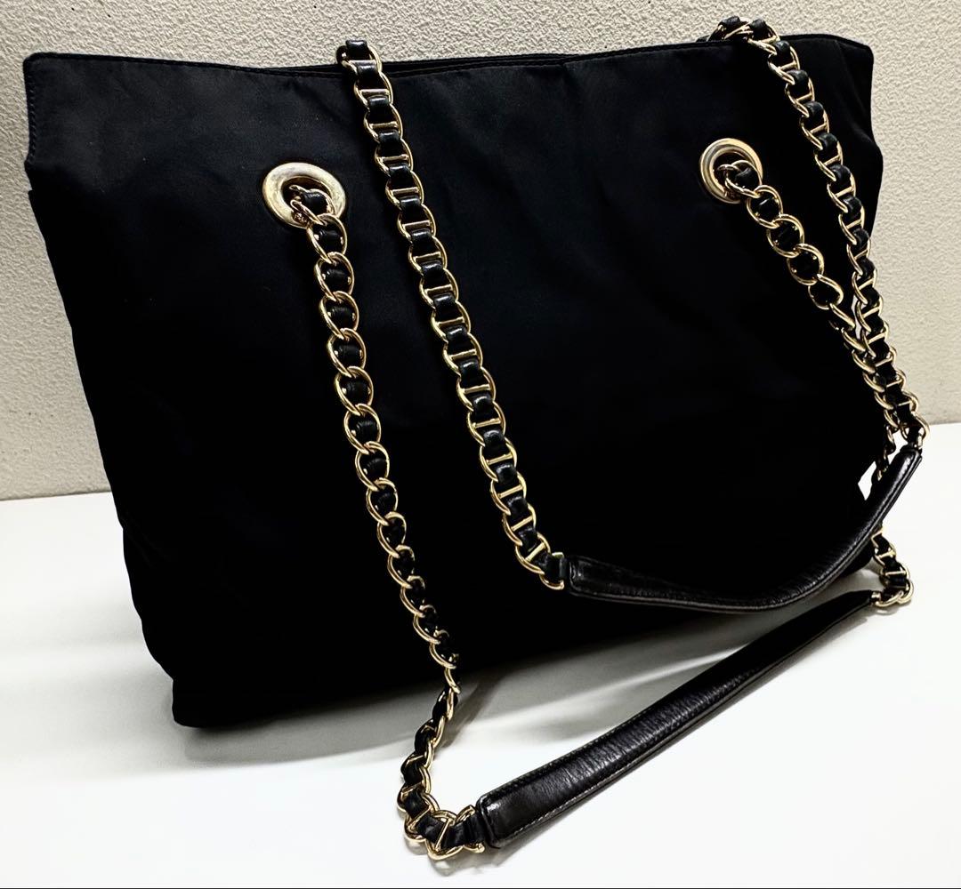 【美品】PRADAチェーン ショルダー トート バッグ ギャランティカード付