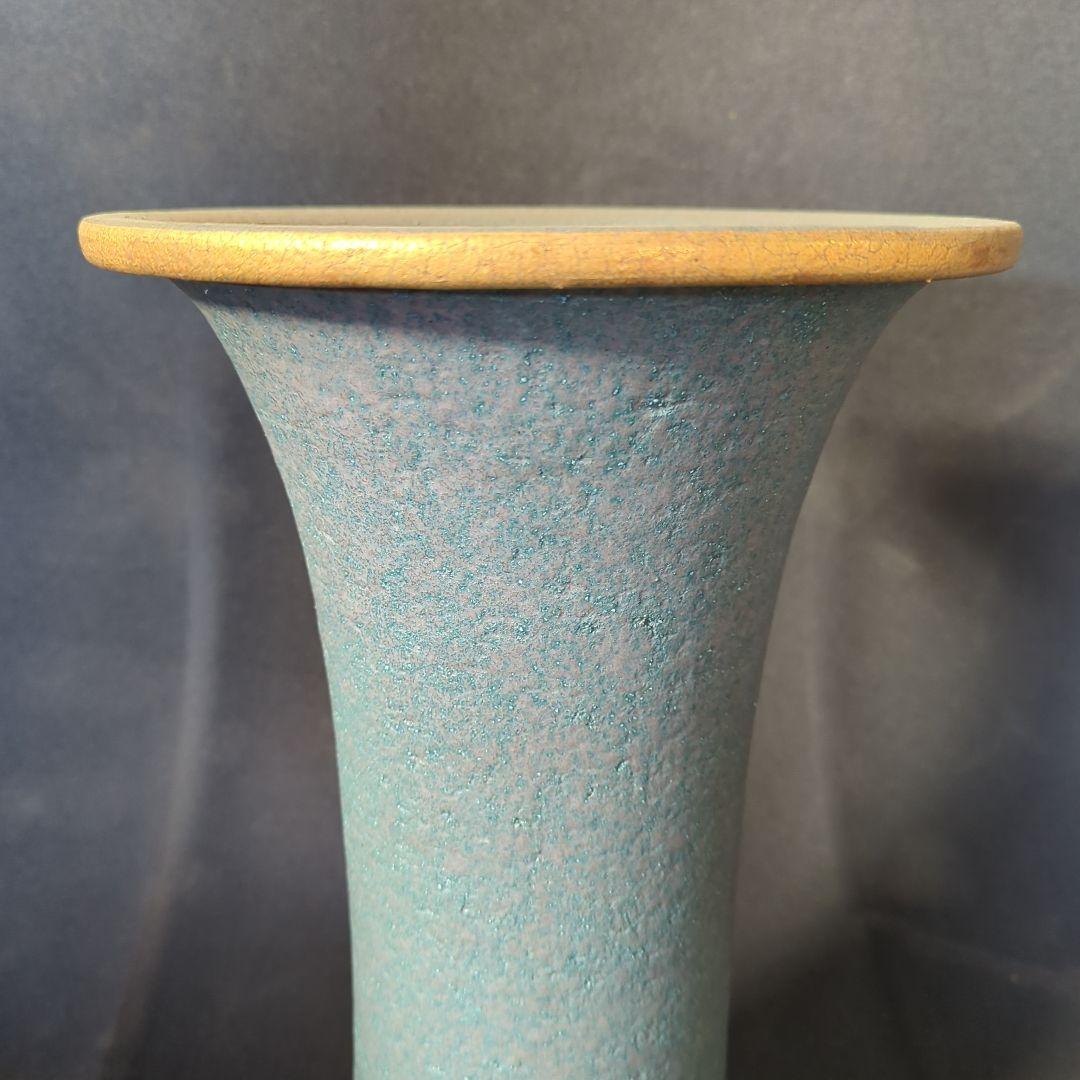 蘭鉢　フチ金　青銅　8号