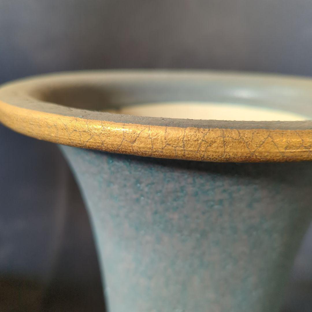 蘭鉢　フチ金　青銅　8号