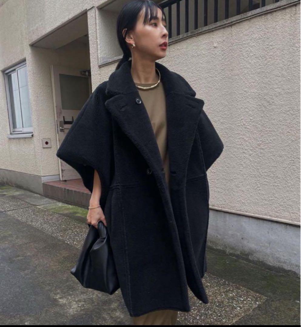 新品 アメリ Ameri リバーシブル ボア ポンチョ コート