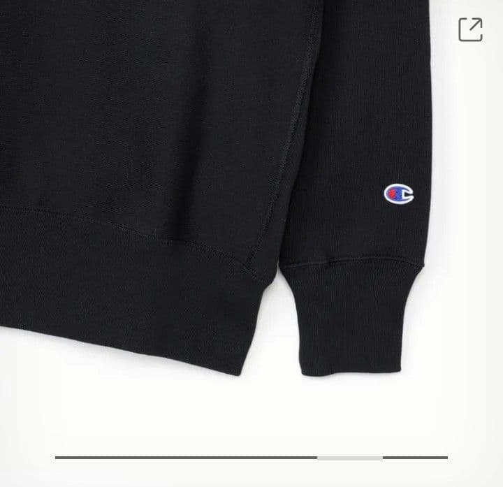 チャンピオン　Ｌ　クールネック　スウェットシャツ　リバースウィーブ　黒