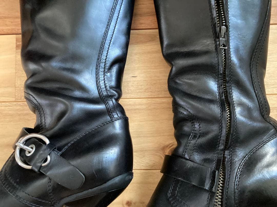 MIUMIUブラックレザー ロングブーツ 38.5