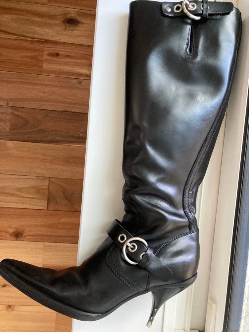 MIUMIUブラックレザー ロングブーツ 38.5