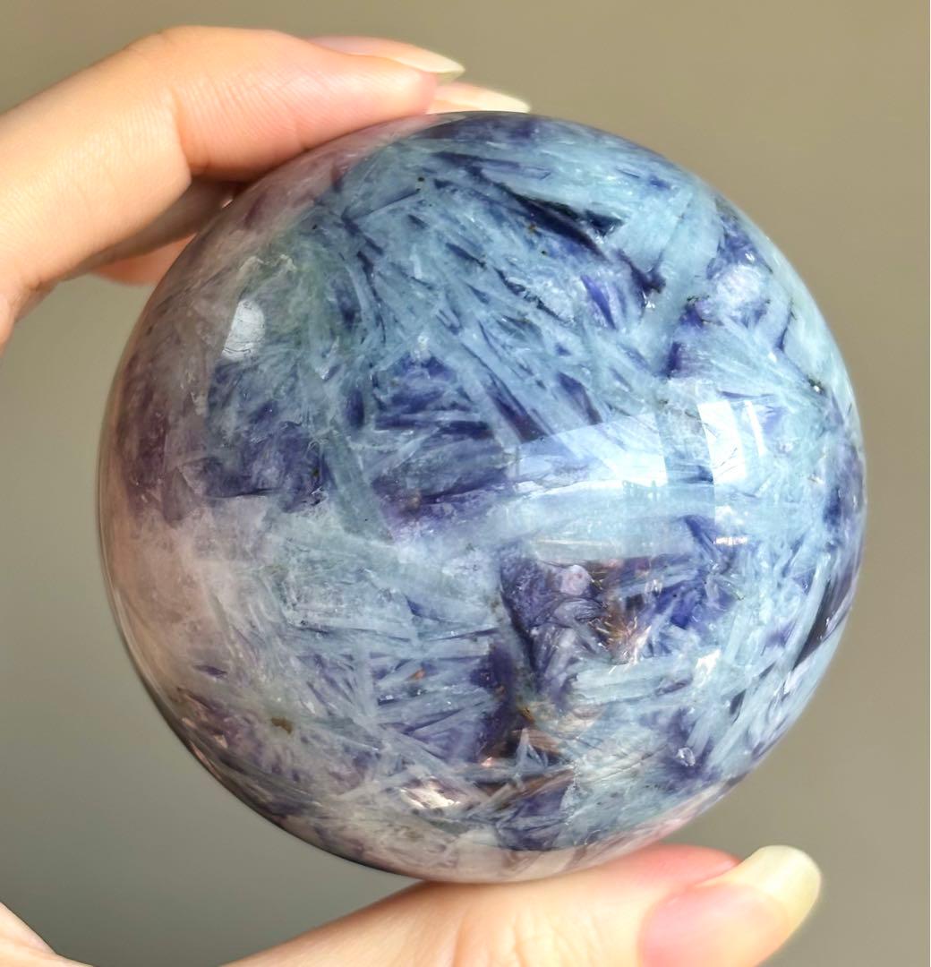 高品質　アクアマリン　レピドライト　スフィア　6.5センチ