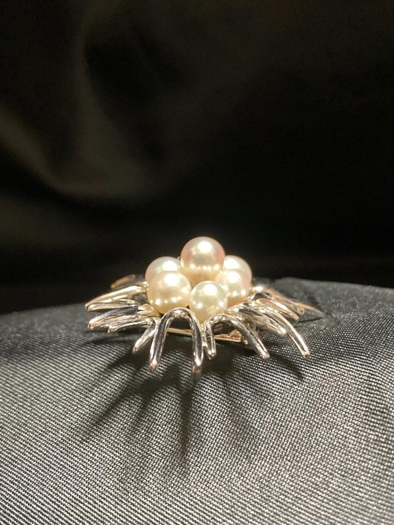 MIKIMOTO ミキモト ブローチ パール 7粒 7珠 925 皇室御用達