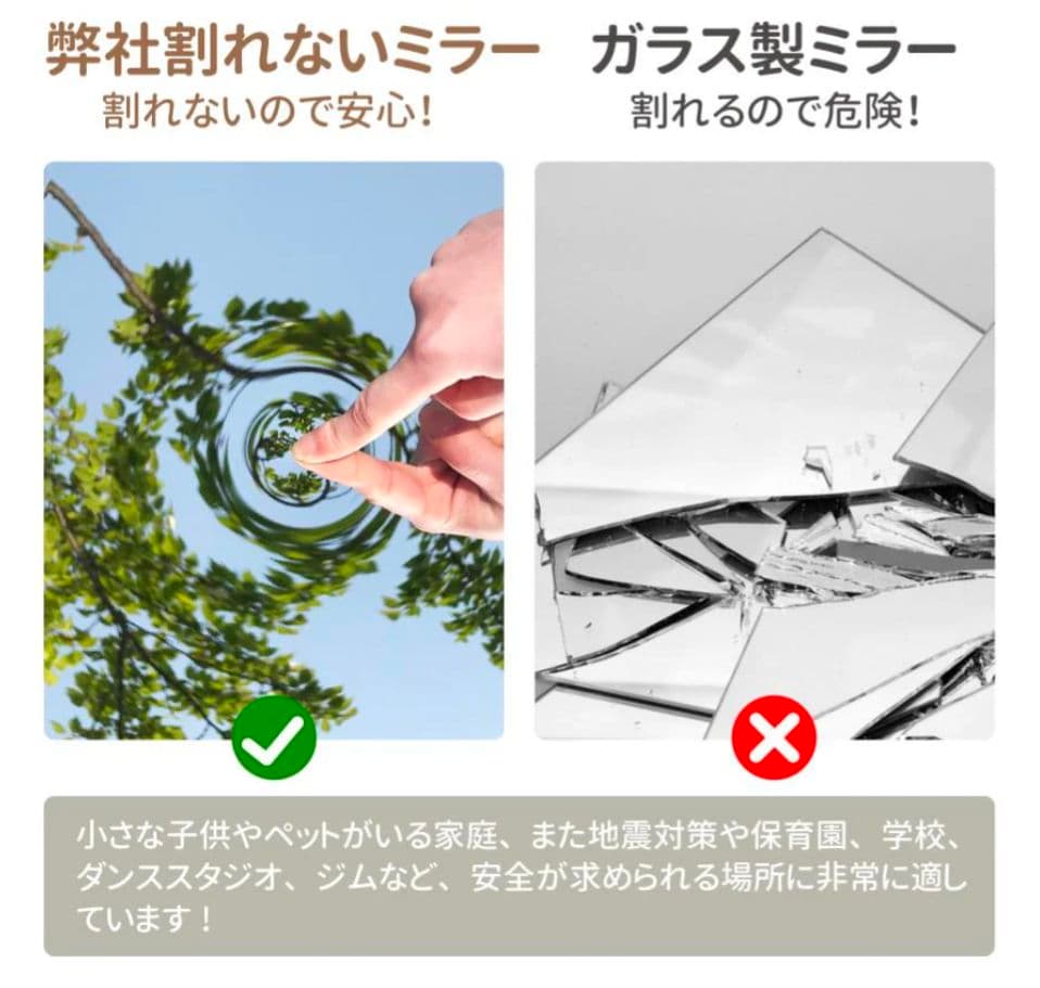 【新品】割れないフィルムミラー 40×90cm ブラック軽量＆安全 高品質