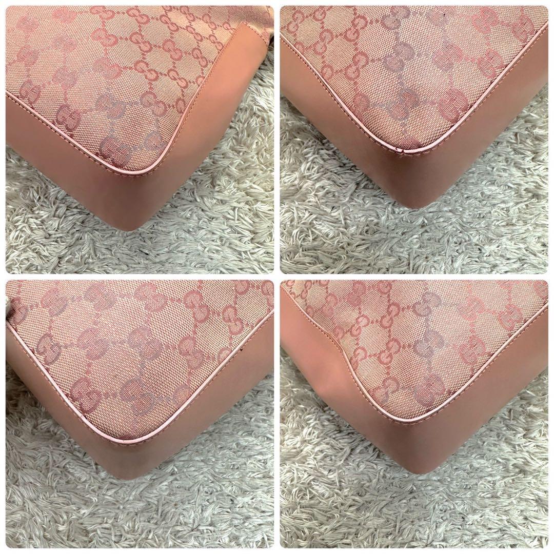 【美品】GUCCI GGパターン ワンショルダーバッグ ピンク キャンバス