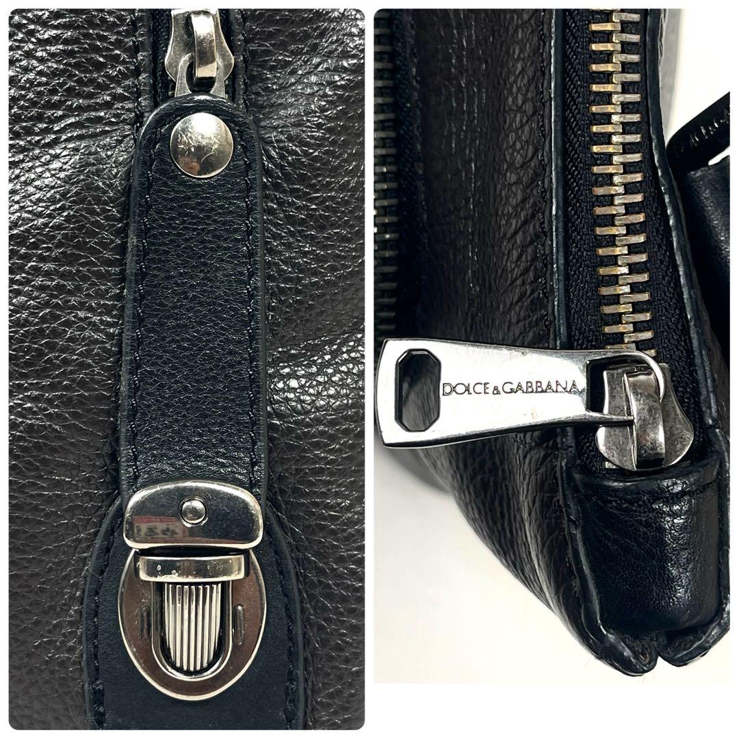 ドルチェアンドガッバーナ　D&G ショルダーバッグ　ロゴプレート　レザー　極美品