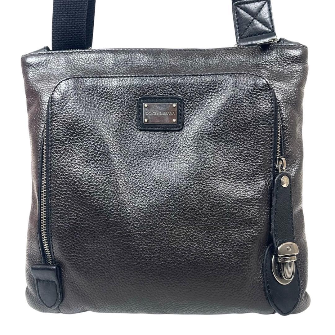 ドルチェアンドガッバーナ　D&G ショルダーバッグ　ロゴプレート　レザー　極美品