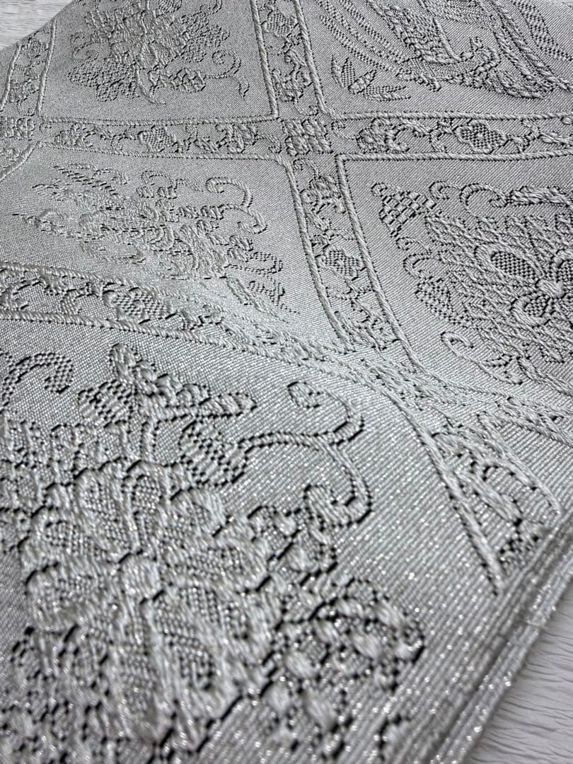 m-56 安田つづれ 謹製 爪織 本綴れ 格天井錦 名古屋帯 正絹 木箱