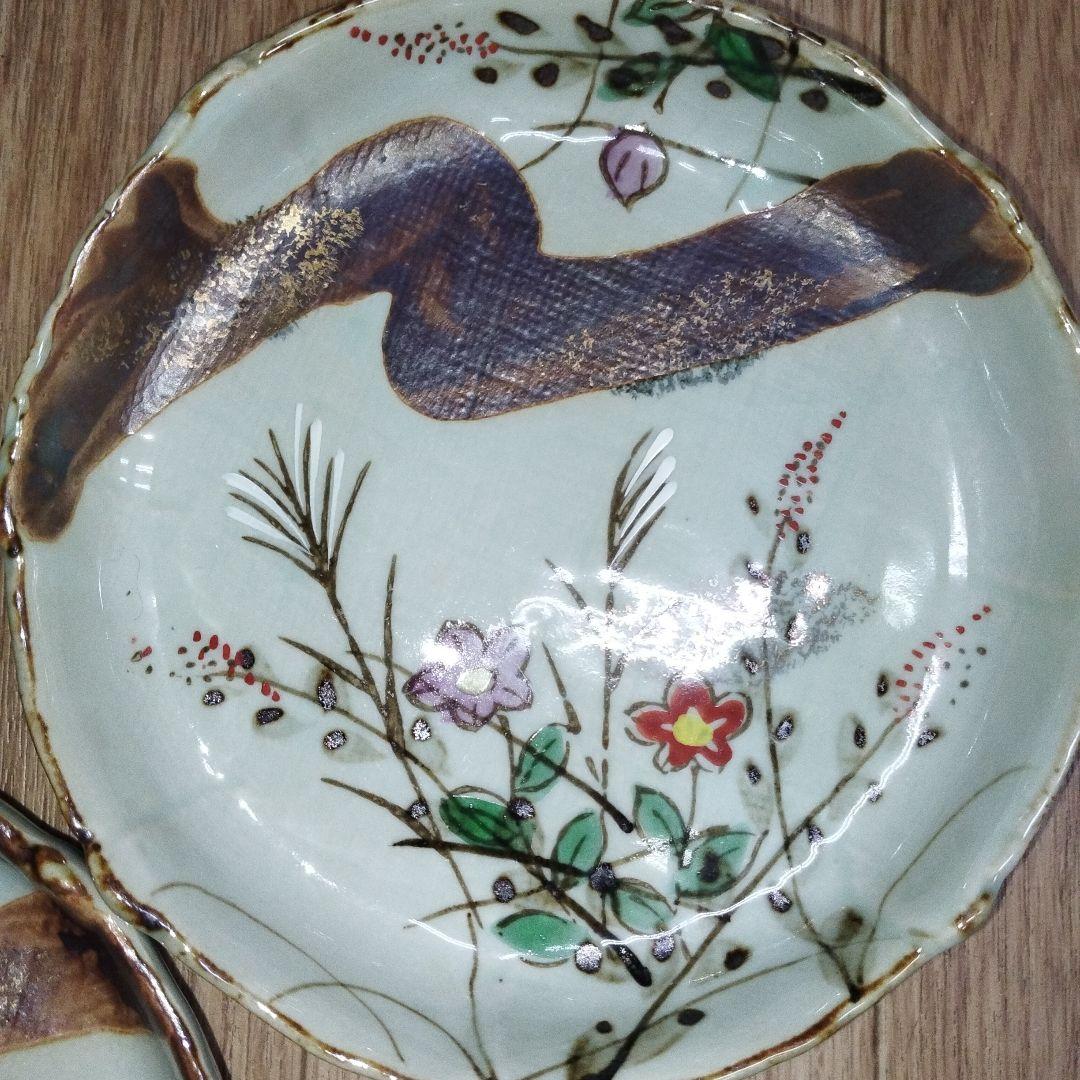 【未使用・美濃焼】中皿　絵皿　　13.5cm　和食器 5枚セット