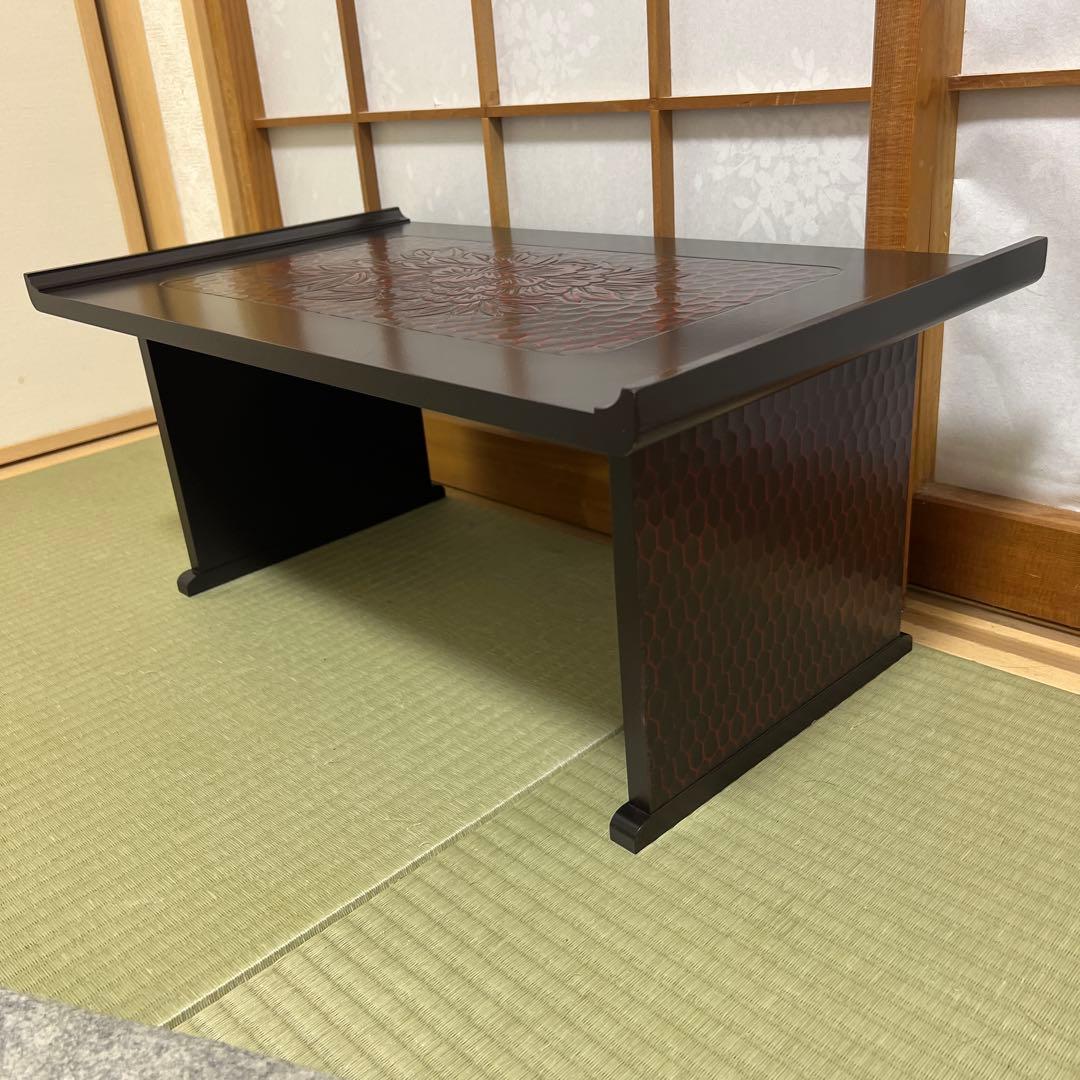 鎌倉彫花柄折りたたみ　レトロモダン昭和レトロ　花台写経台伝統工芸二月堂和風