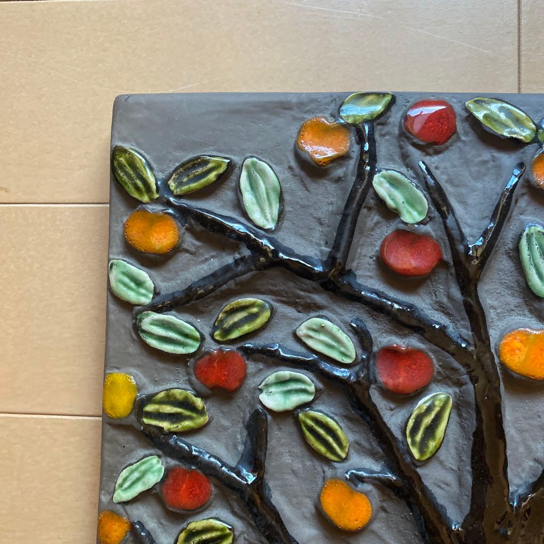 ガビ・シトロン　ジィガントフタ　りんごの木の陶板 23cm 1972年