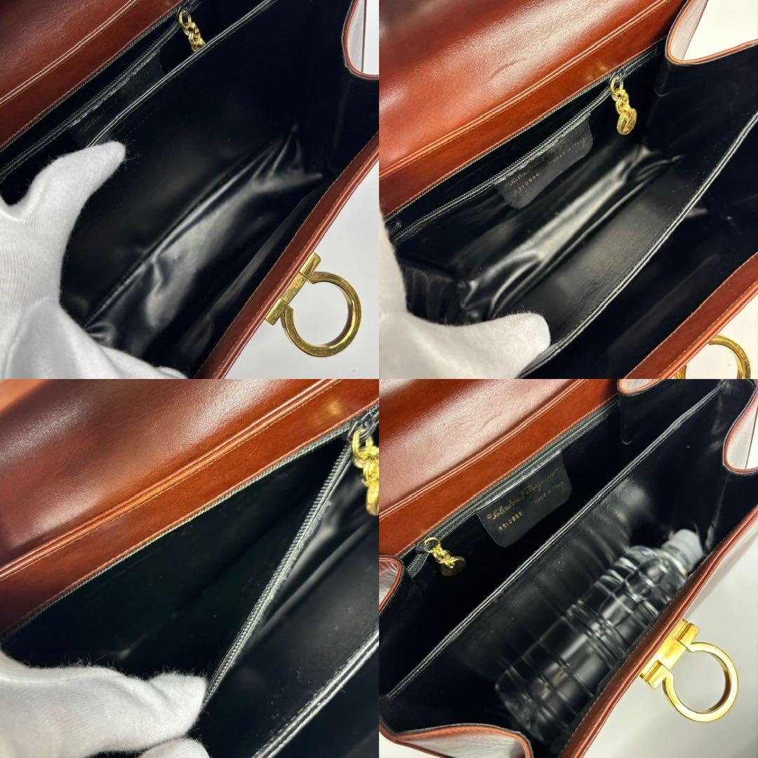 サルヴァトーレフェラガモ フォーマルバッグ 2way 本革 茶色 ガンチーニ