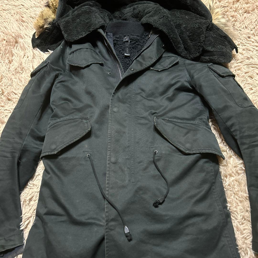 名作WJKデストロイコットンツイルモッズコートブラックS