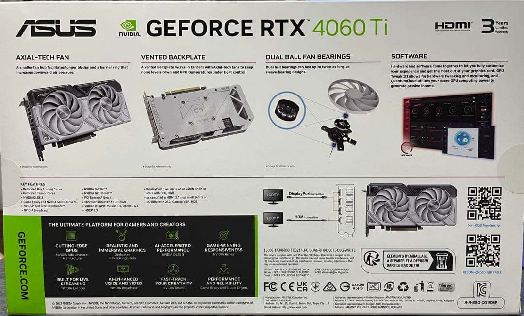 グラフィックボード・グラボ・ビデオカード ASUS GeForce RTX 4060 Ti OC Edition 8GB
