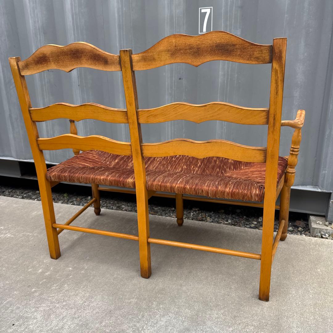 フランスアンティーク ダブルベンチ フレンチシャビー ヴィンテージ ブナ材