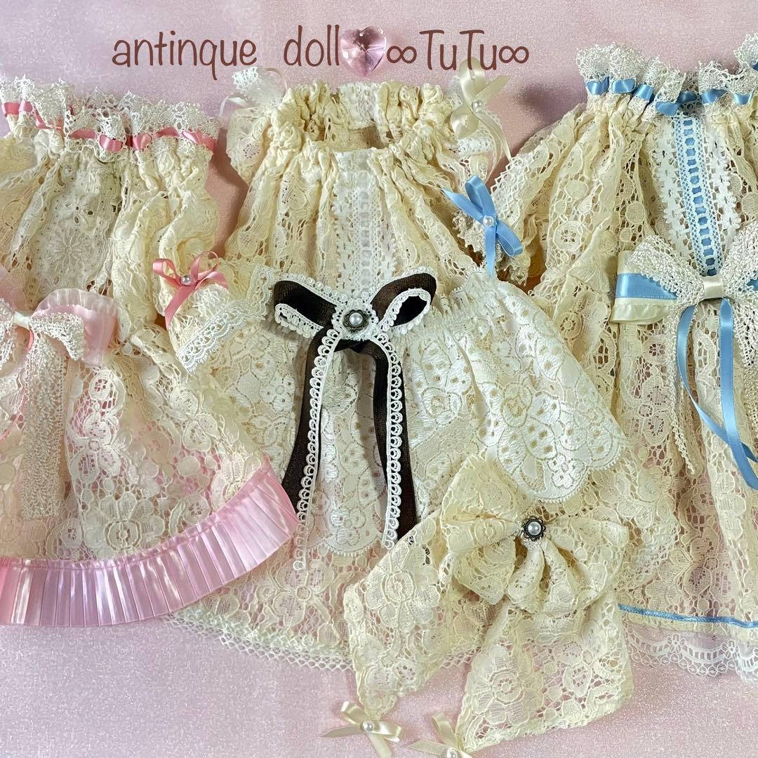アンティークドールワンピ✴︎フレンチスリーブ　犬服　ハンドメイド　∞TuTu∞